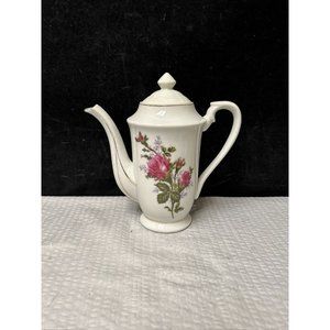 Vintage Moss Rose Ceramic Coffee Or Tea Server Gold Trim Japan